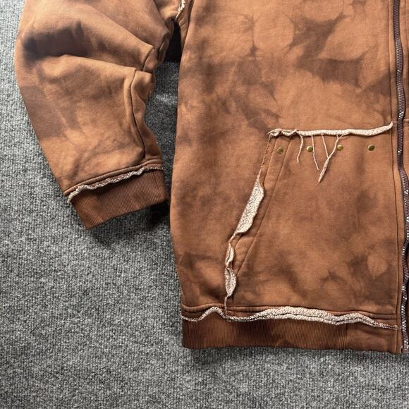 VTG Miskeen Originals Brown Tie-Dye Embroidered Art Zip Hoodie Streetwear Jacket - Picture 7 of 13